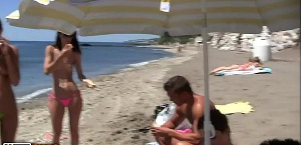  Real Sex Party On The Sunny Beach - Agnessa, Carla, Leila